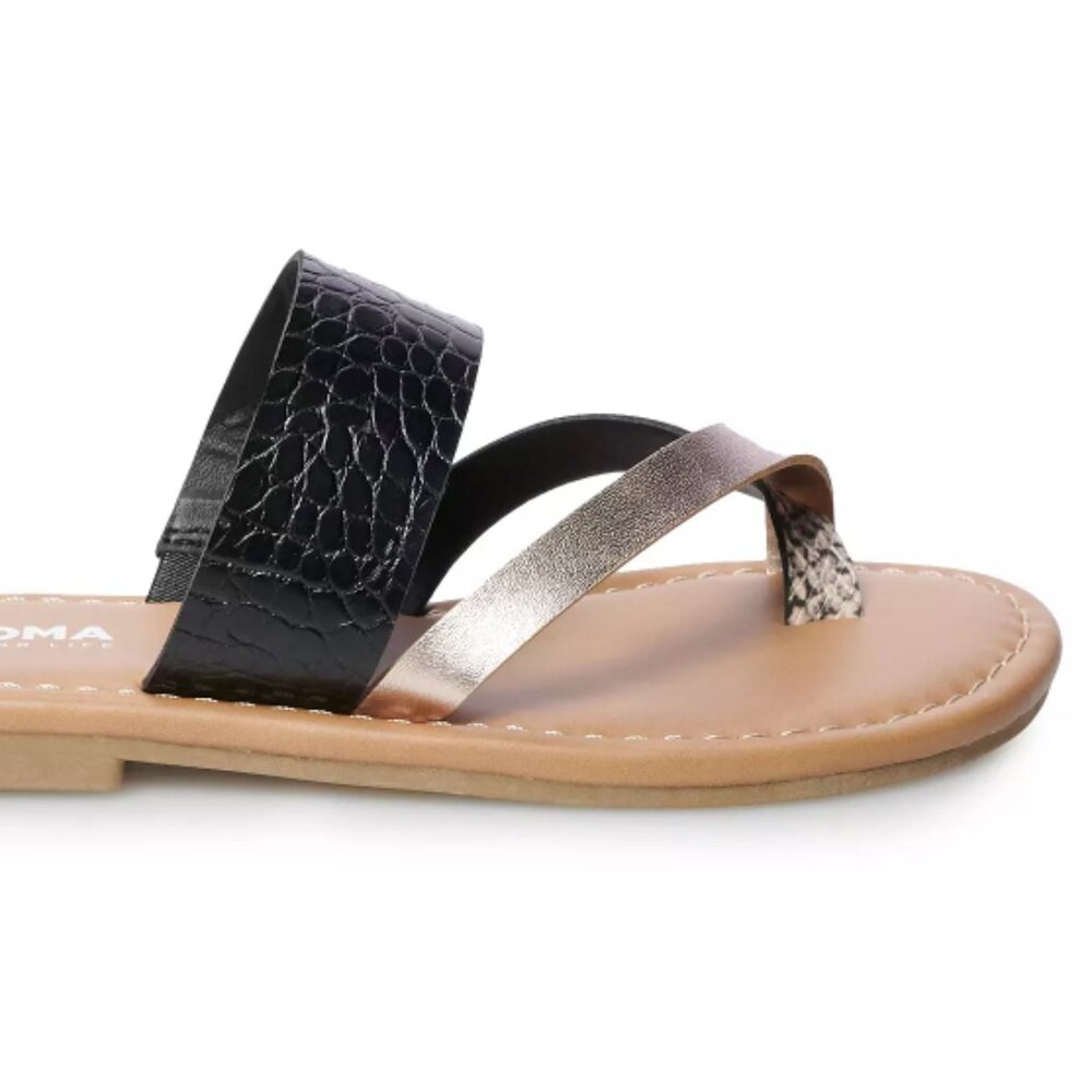 Sonoma Goods For Life Dalmatian Women's Toe Thong Sandals, Size: XL (11), Black - Picture 2 of 4